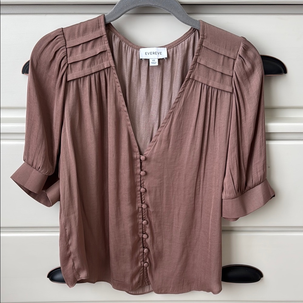 Evereve Mauve Button-Down Blouse